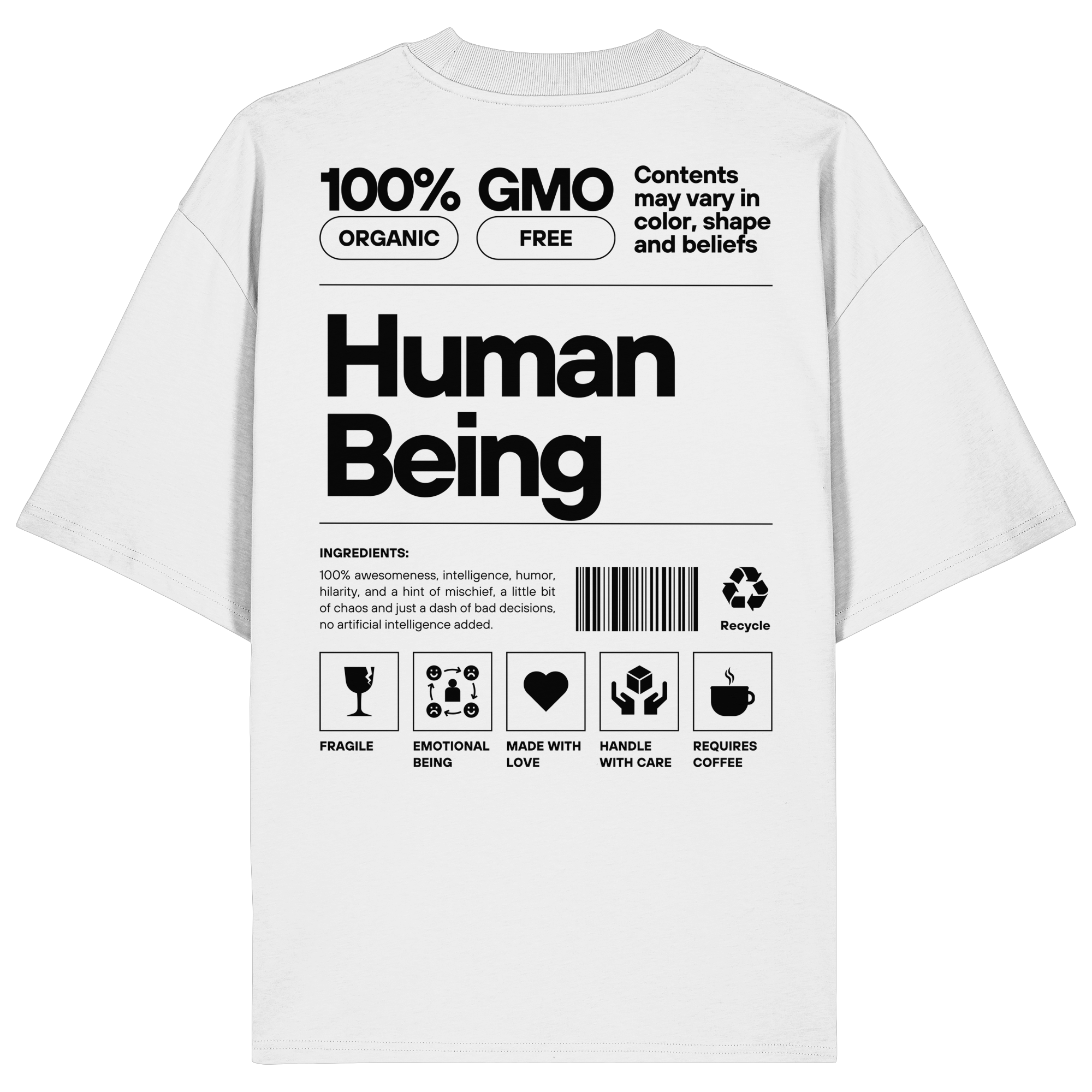 100% Human White - Organic Oversize Shirt
